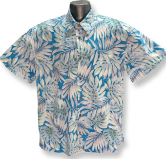 Blue Palms Hawaiian Shirt - Made in USA- 100% Cotton
